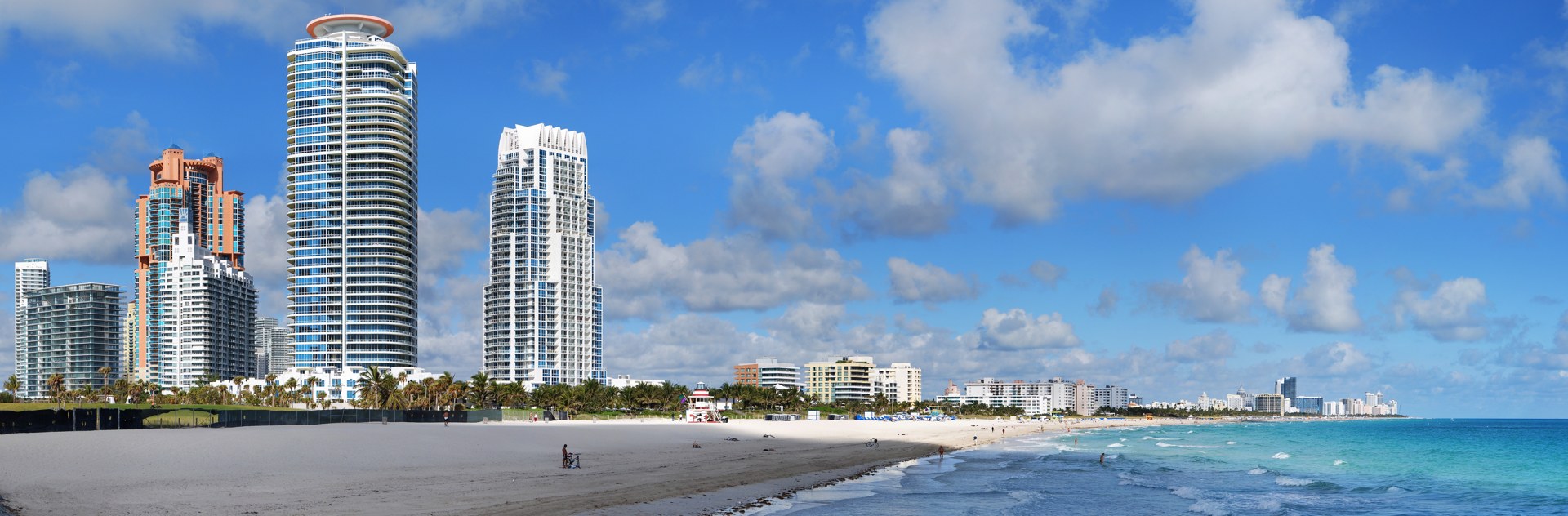 Panoramic view of South Beach and the Miami Beach coastline